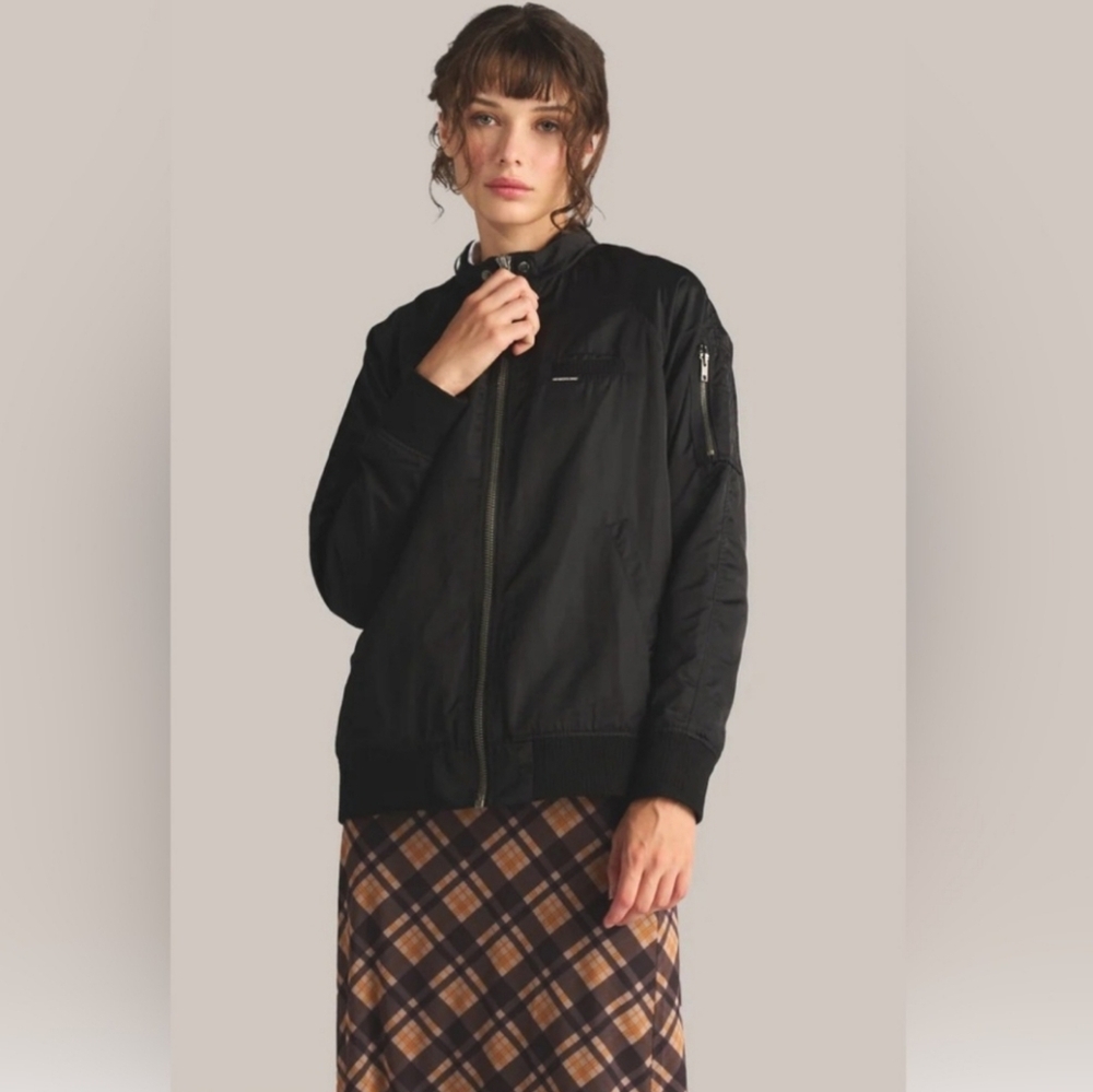 Members Only | EUC Black Women's Boyfriend Bomber Jacket Satin Size M